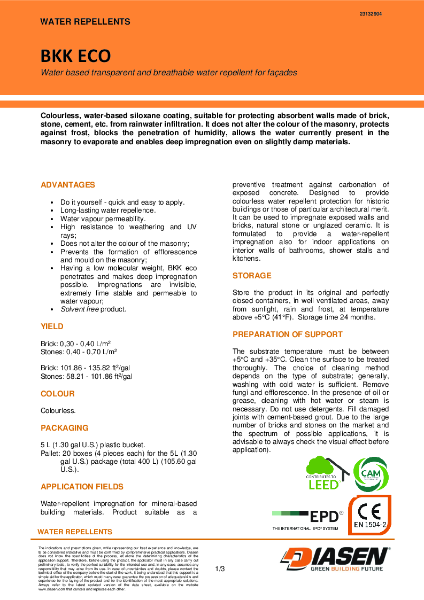 Diasen BKK Eco Technical Datasheet