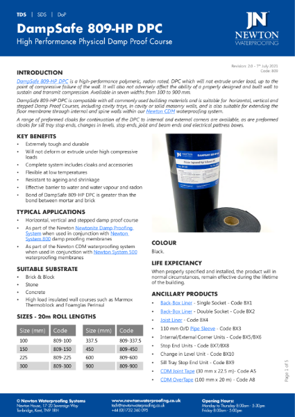 DampSafe 809-HP DPC High Load Physical Damp Proof Course