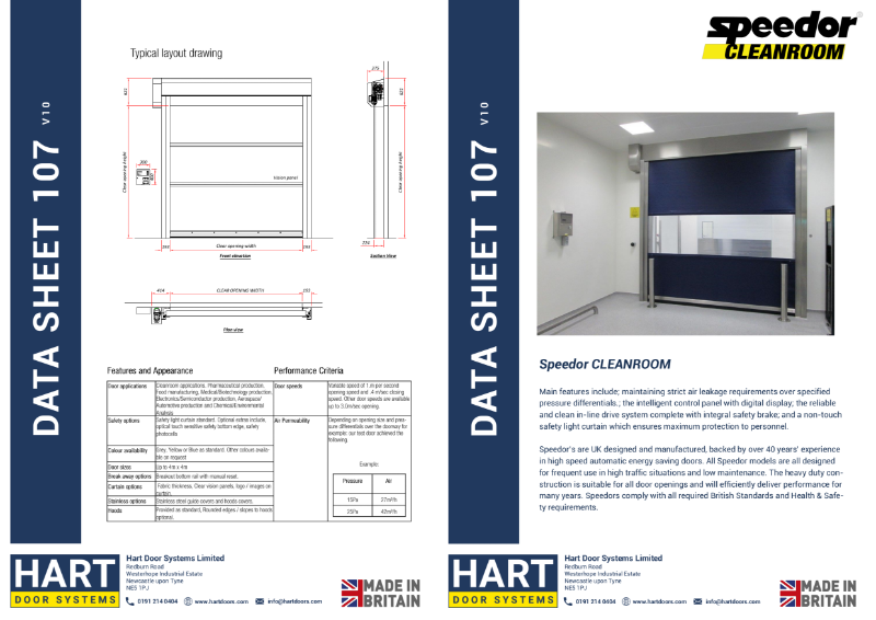 High Speed Door -  Speedor Cleanroom Datasheet