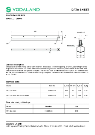 Mini slot data sheet