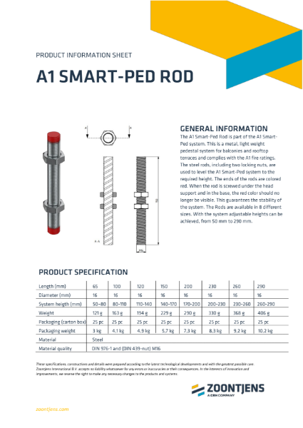 A1 Smart-Ped Rod Product Information Sheet