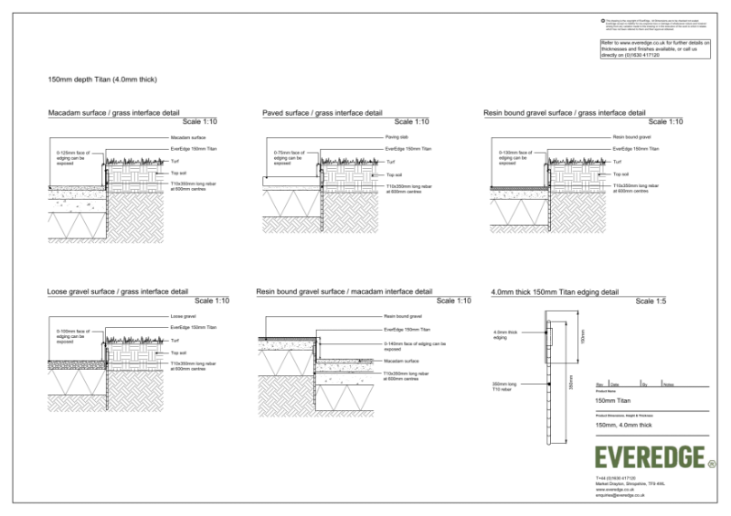 EverEdge Titan 150mm 4.0mm Thick Edging CAD Drawing