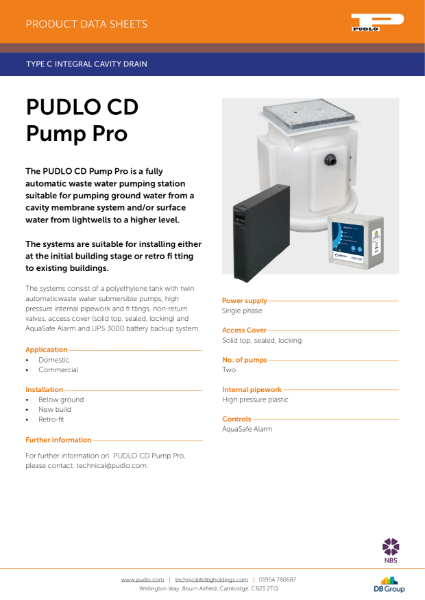 PUDLO CD Pump Pro Technical Datasheet