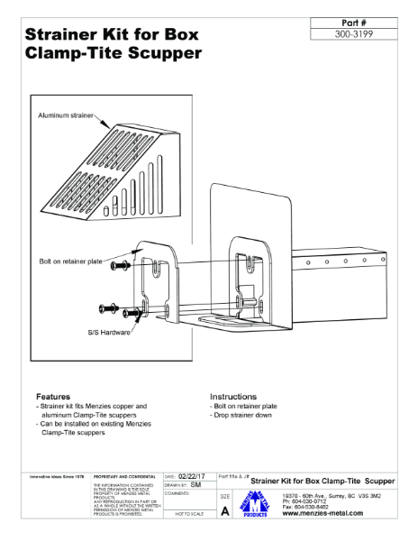 TECHNICAL DRAWING - STRAINER KIT FOR CLAMP-TITE BOX SCUPPER