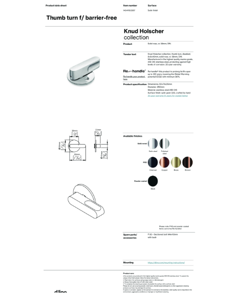 Thumb turn f/ barrier-free (data sheet)