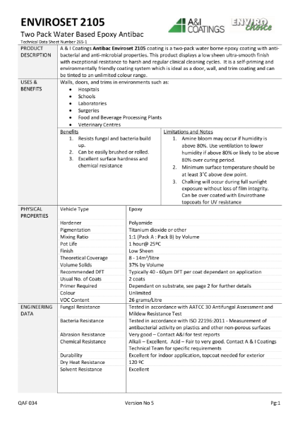 Enviroset 2105 Technical Data Sheet