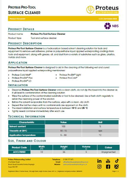 Product Data Sheet - Pro-Tool Surface Cleaner