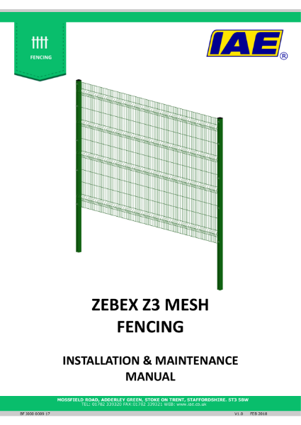 IAE Zebex Installation & Maintenance Manual