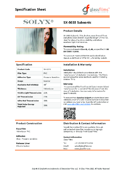 SX-5035 Subsonic – Product Data Sheet