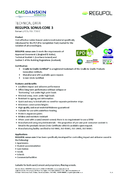 REGUPOL sonus core 3 (REGUPOL 7210C 3mm) - TD-en-UK Release 15 09 2025