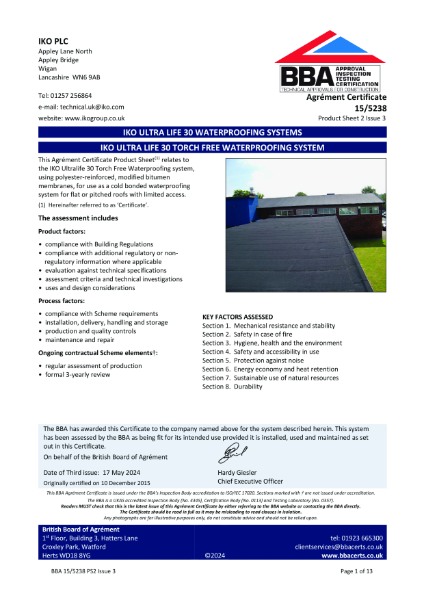 BBA Agrément Certificate