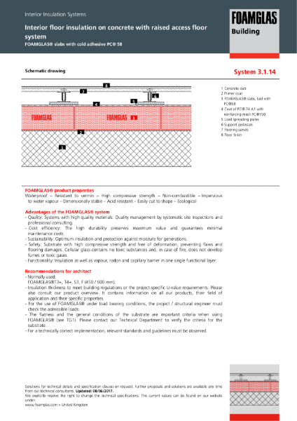 TDS_3.1.14_Floor Internal - Concrete slab with FOAMGLAS Insulation for Raised Access Floors (Cold Adhesive)