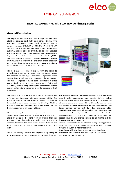 Technical Submission - Trigon XL 150 - Datasheet