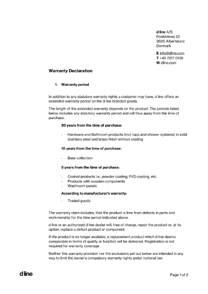 d line warranty declaration