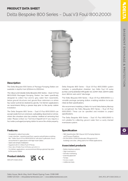 Delta Bespoke 800 Series - Dual V3 Foul 800.2000