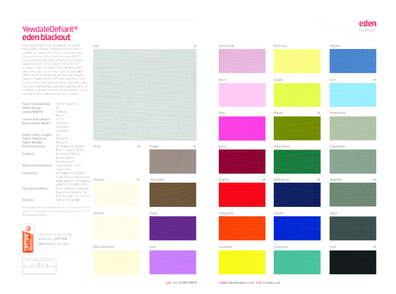 YewdaleDefiant® Eden blackout fabric for blind systems