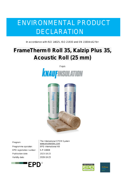 Knauf Insulation FrameTherm® Roll 35, Kalzip Plus 35, Acoustic Roll (25 mm) EPD - EN - UK&I