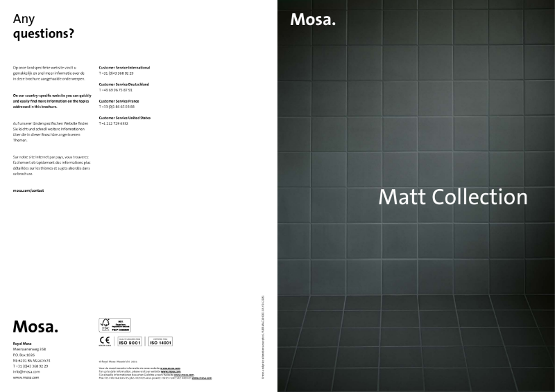 Mosa Matt collection - Matt finish for walls