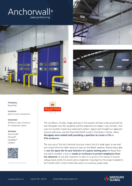 Anchorwall Case Study - Royal Mail (Warehouse)