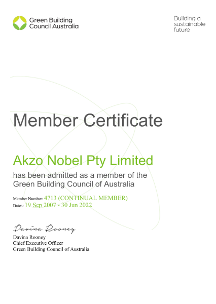 Green Building Council Australia Member Certificate