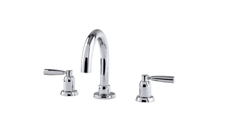 Langbourn Three-Hole Deck-Mounted Basin Mixer With Tubular Spout And Lever Handles - Basin Tap