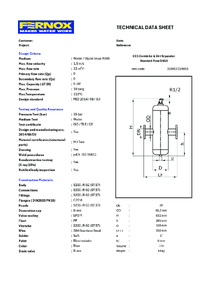 33006333 Combi STD DN50 Datasheet