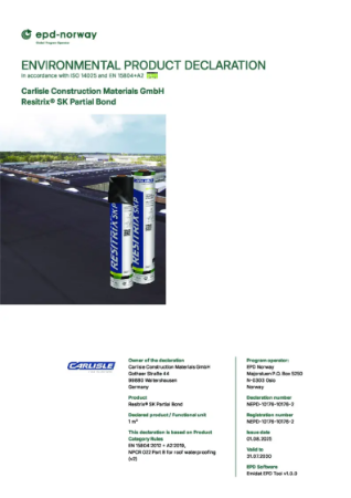 RESITRIX® SK Partial Bond - Environmental Product Declaration EPD