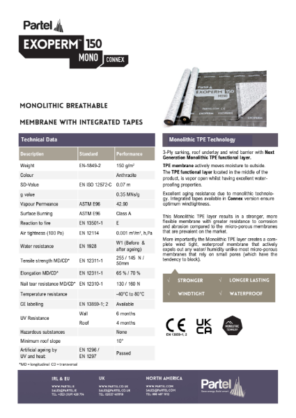 EXOPERM MONO 150 CONNEX Technical Data Sheet