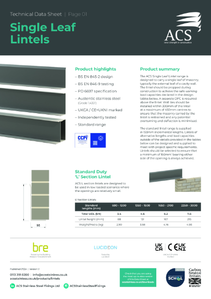 ACS Single Leaf Lintels