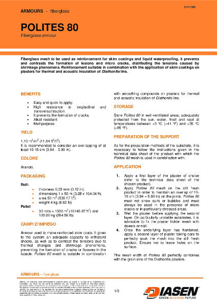 Diasen Polites 80 Technical Datasheet