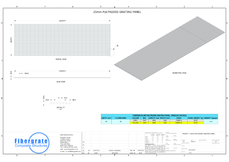 25mm PULTRUDED GRATING PANEL