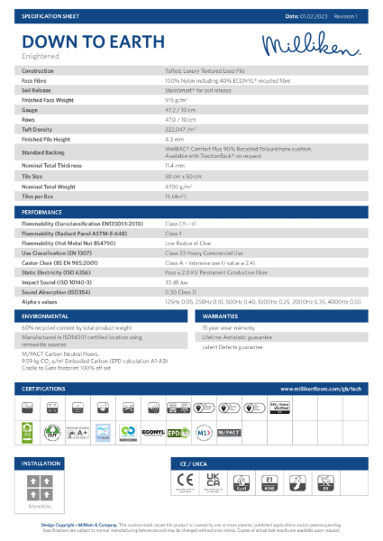 Down to Earth - Enlightened Specification Sheet