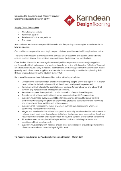 Responsible Sourcing Statement