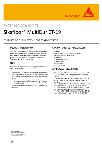 System Data Sheet - Sikafloor MultiDur ET-19