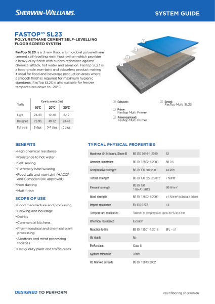 Resin flooring FasTop SL23 screed system