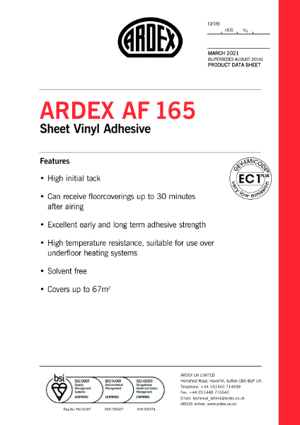 ARDEX AF165 Datasheet