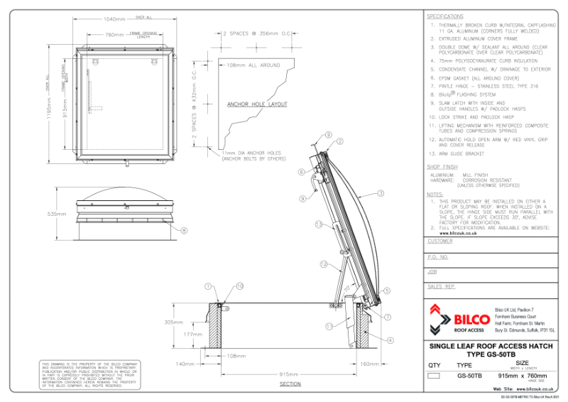 SUBMITTAL DRAWINGS  GS-50TB