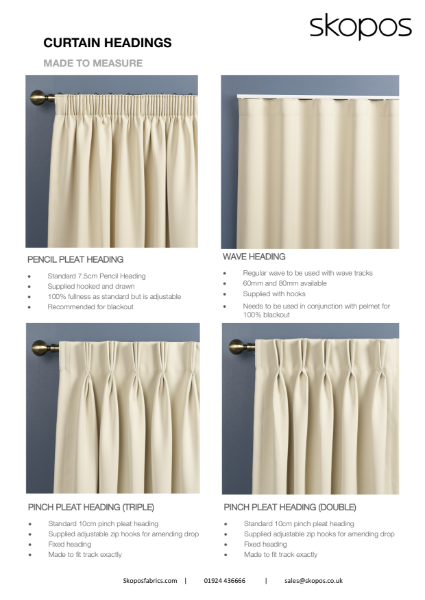 Made to measure curtains (choice of headings)
