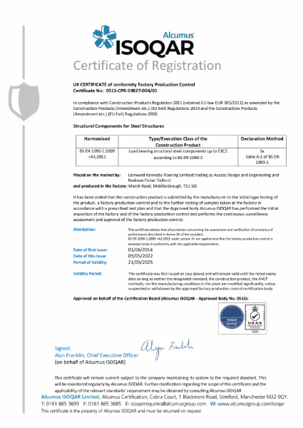 Alcumus ISOQAR Certificate of Registration