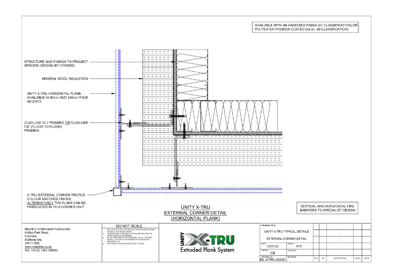 XTRU-D03 EXTERNAL CORNER Technical Drawing