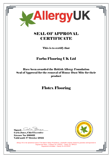 British Allergy Foundation: Seal of Approval for Flotex