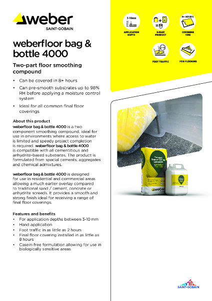 weberfloor bag & bottle 4000 - Technical Data Sheet