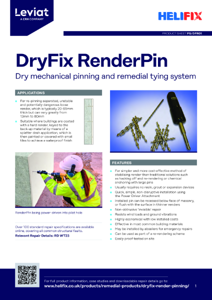 Leviat Helifix Product Sheet - DryFix Render Pin