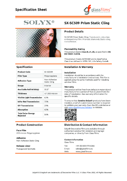 SX-SC509 Prism Product Data Sheet