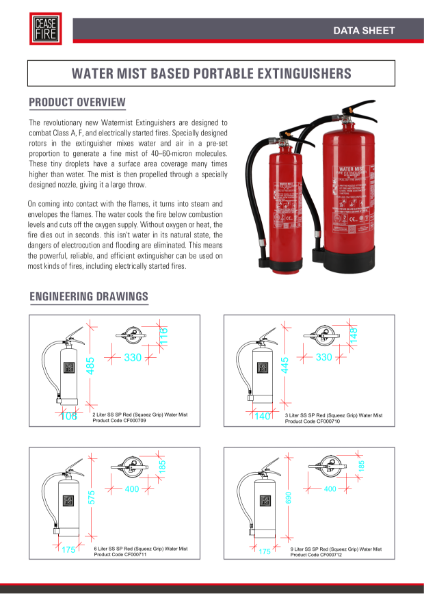 Watermist Portable Extinguishers