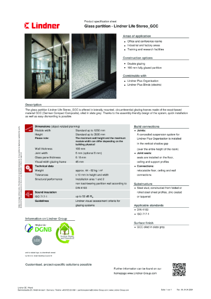 Lindner Life Stereo_GCC - Data sheet