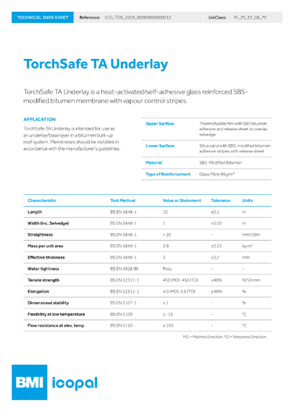TorchSafe TA Underlay Technical Data Sheet