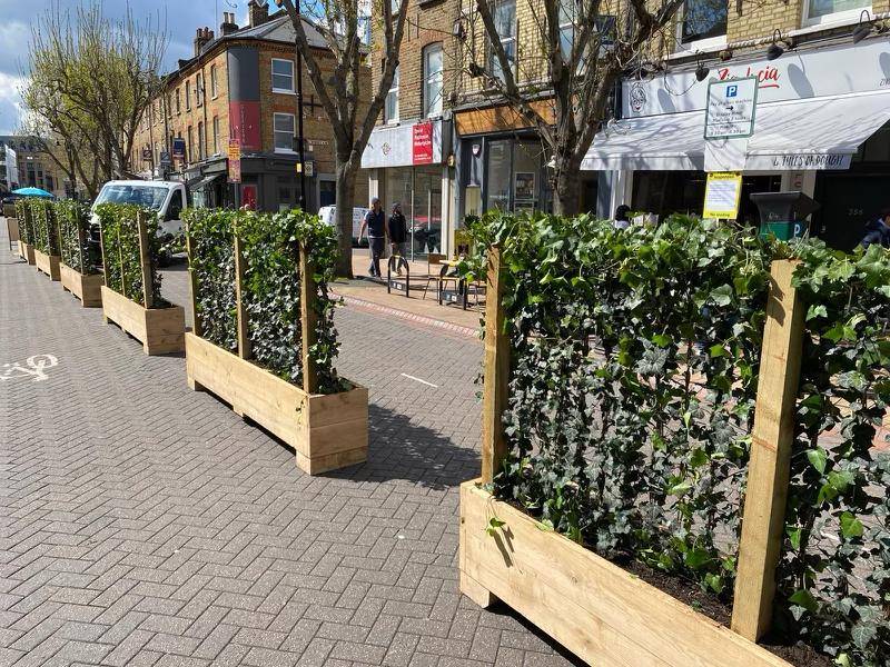 The leafy solution to safe socialising in Wandsworth High Street: Green Screens