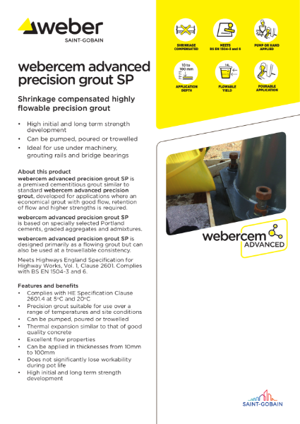 webercem advanced precision grout SP - Technical datasheet