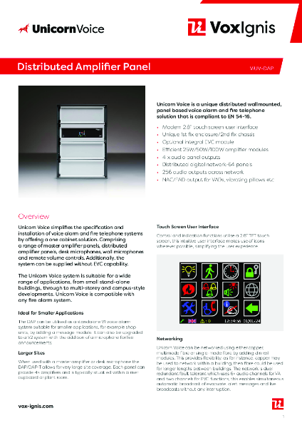 ViUV-DAP Distributed Amplifier Panel Datasheet